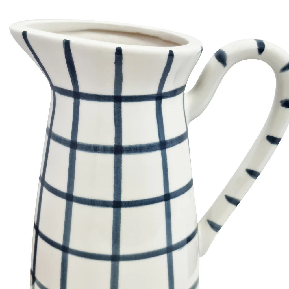 Fenton Check Pitcher Vase - Navy