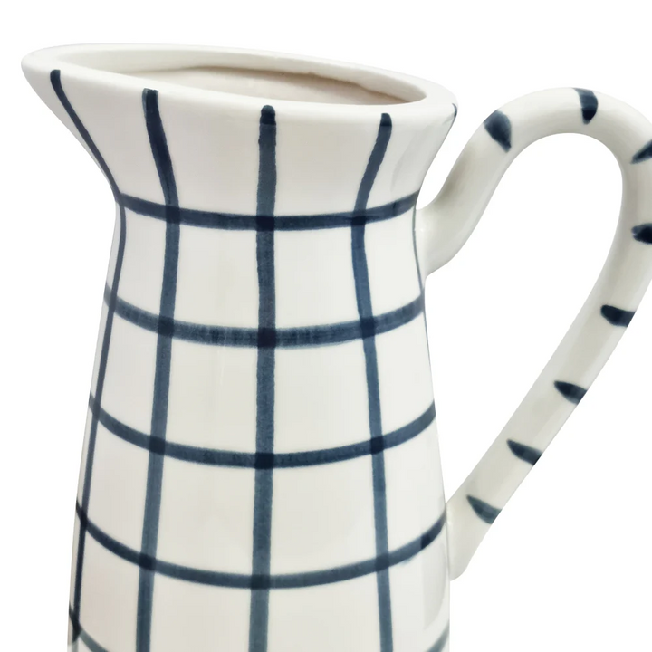 Fenton Check Pitcher Vase - Navy