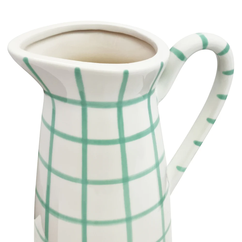 Fenton Check Pitcher Vase - Peppermint