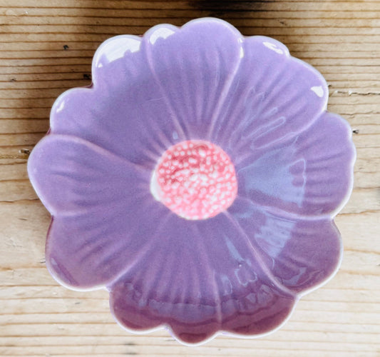 Flower Trinket Dish - Purple with Pink Centre