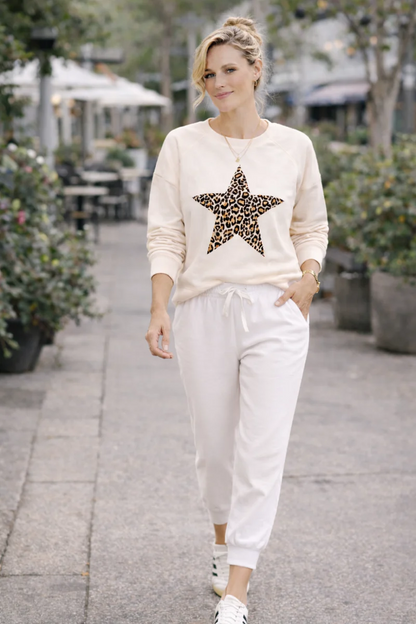 Freedom Sweater - Ecru - Leopard Stars