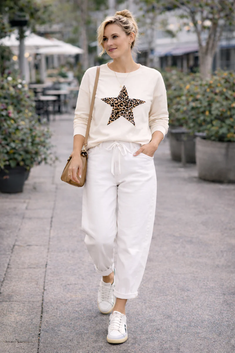 Freedom Sweater - Ecru - Leopard Stars