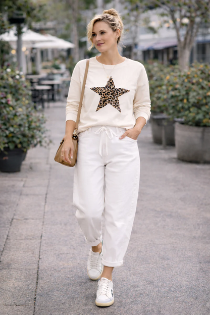 Freedom Sweater - Ecru - Leopard Stars