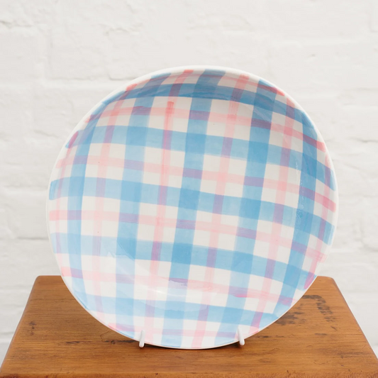 Gingham Salad Bowl - Pink & Blue