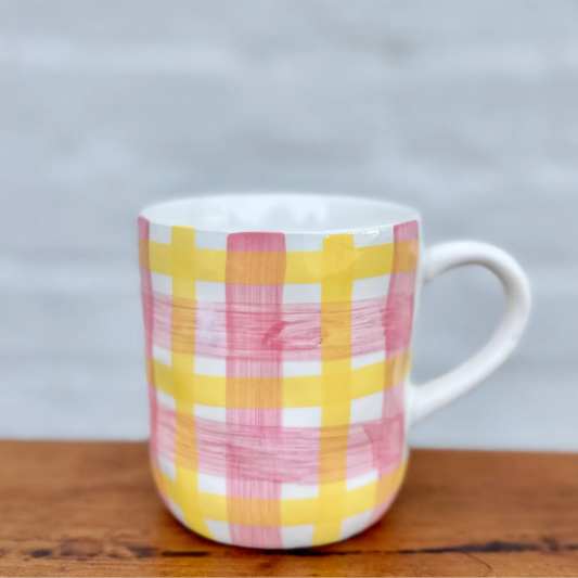 Mug - Pink & Yellow Gingham