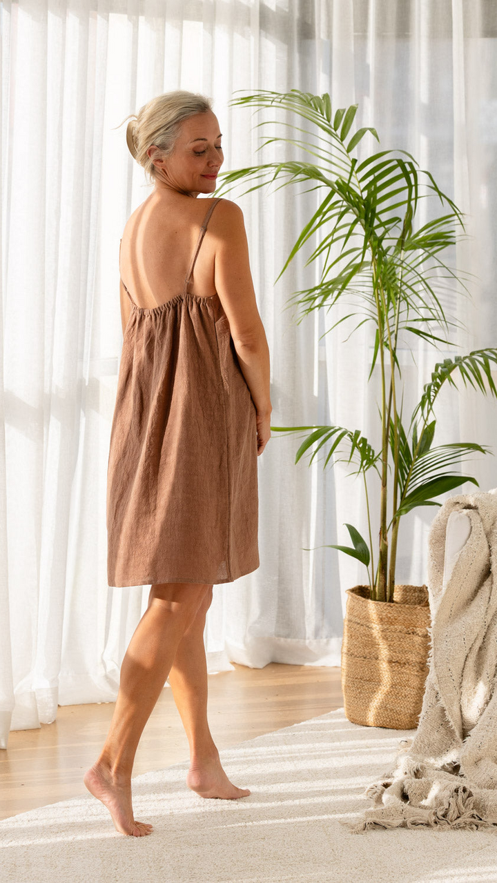 Fundamental Linen Slip Dress - Clay
