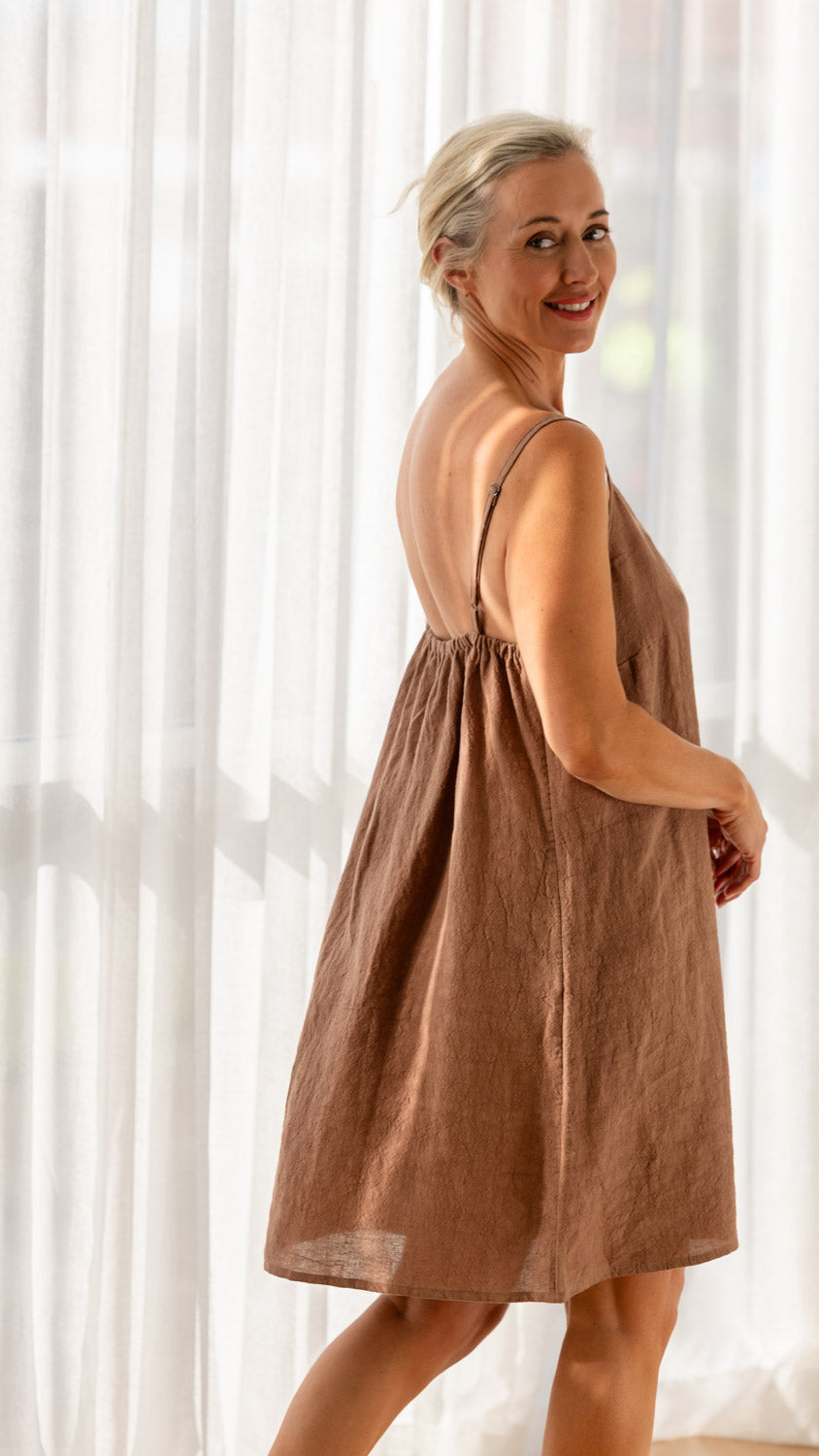 Fundamental Linen Slip Dress - Clay