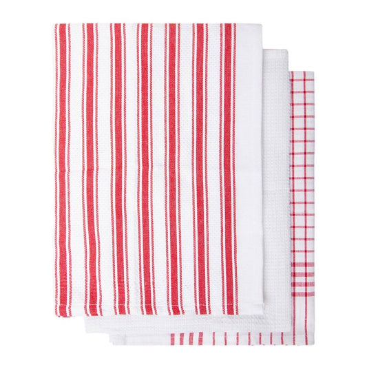 Gardenia Tea Towel Set - Red