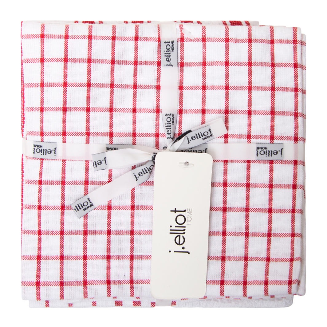 Gardenia Tea Towel Set - Red