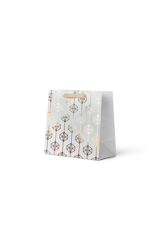 Gift Bag Small - Foiled Gold Circle Pattern