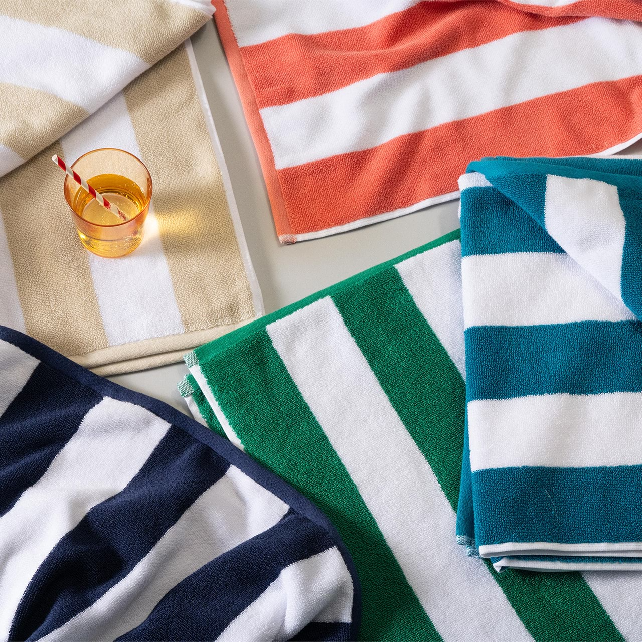 Striped Cabana Cotton Terry Beach Towel - Navy