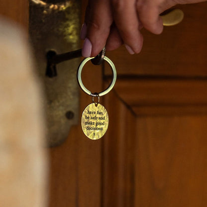Good Decisions Charm Keyring