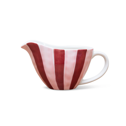 Gravy Jug - Pink and Burgundy Stripe
