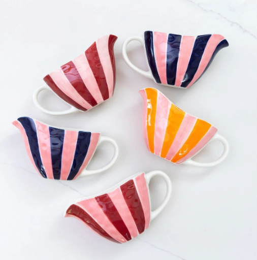 Gravy Jug - Pink and Orange Stripe