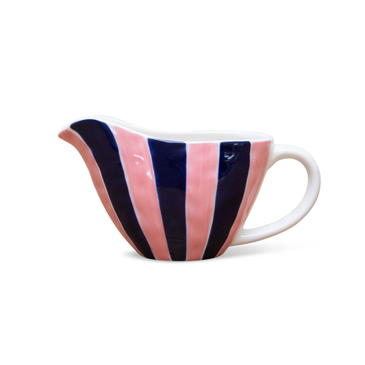 Gravy Jug – Pink & Navy Stripe
