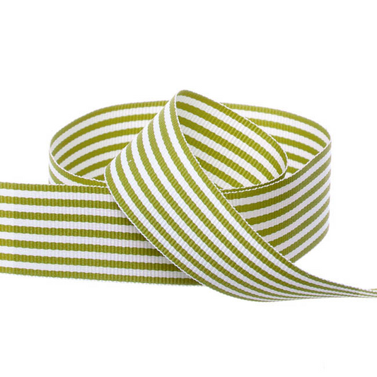 Grosgrain Fine Stripes Ribbon - Moss Green