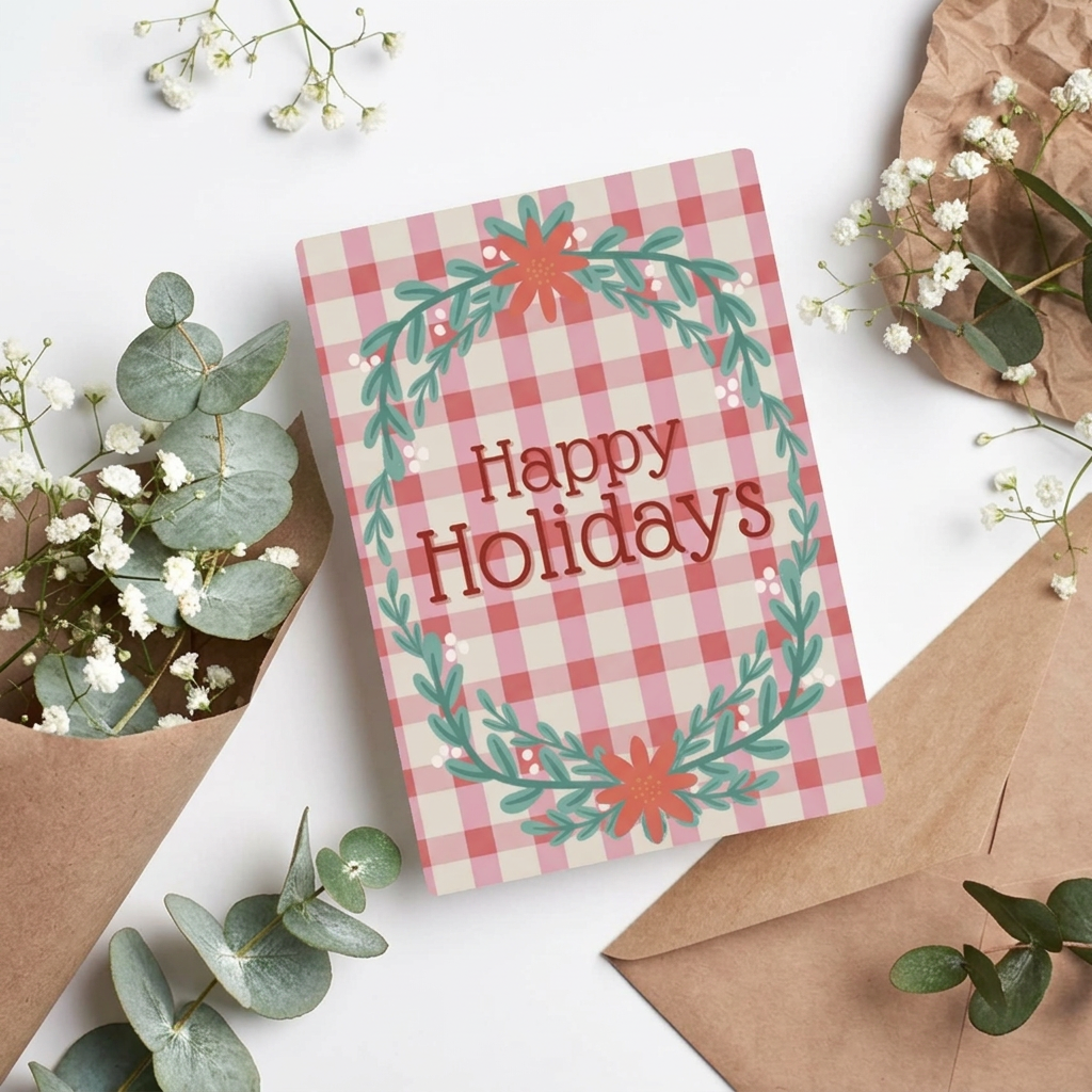 Happy Holidays Christmas Checks Card