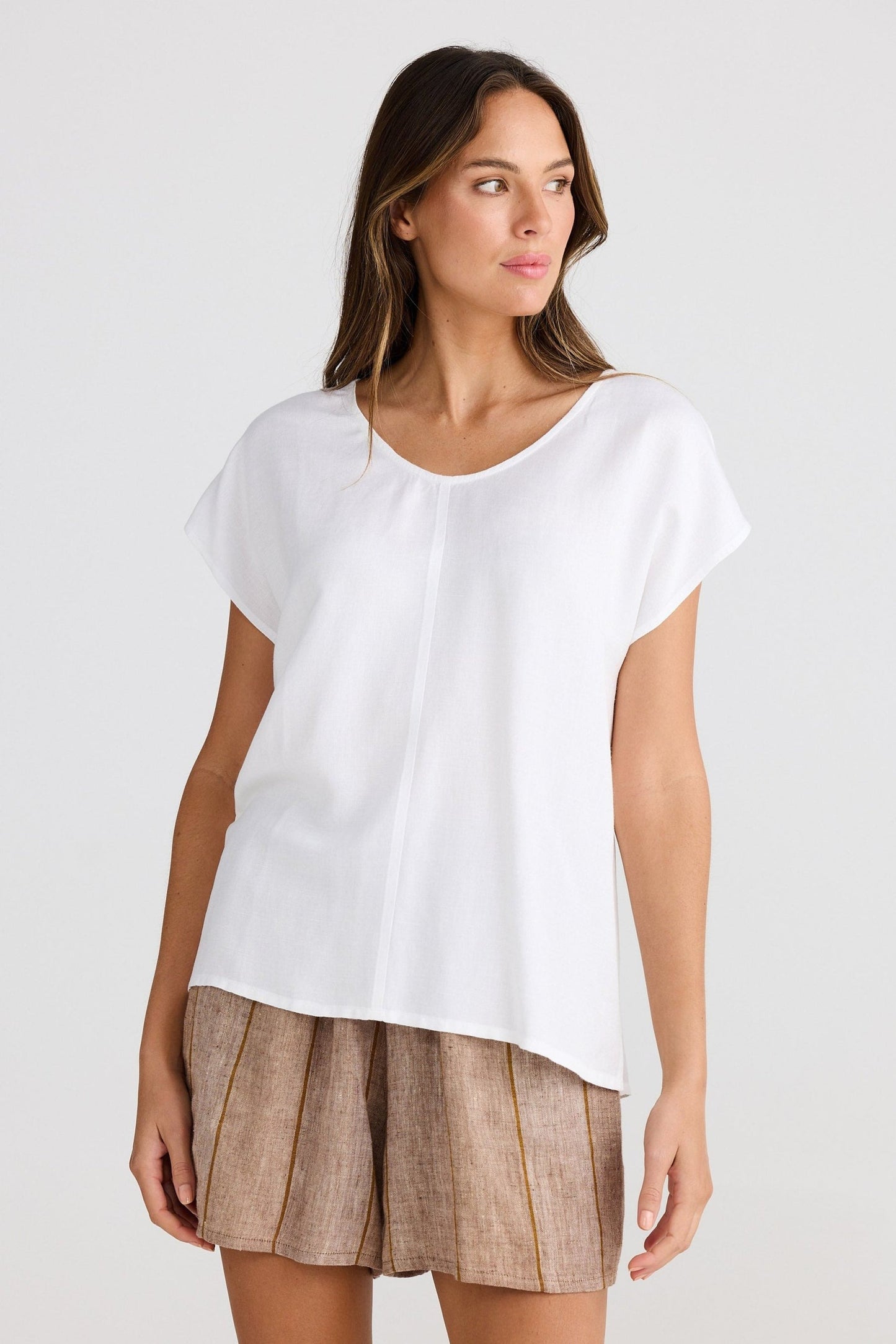 Havana Linen Blend Tee - White