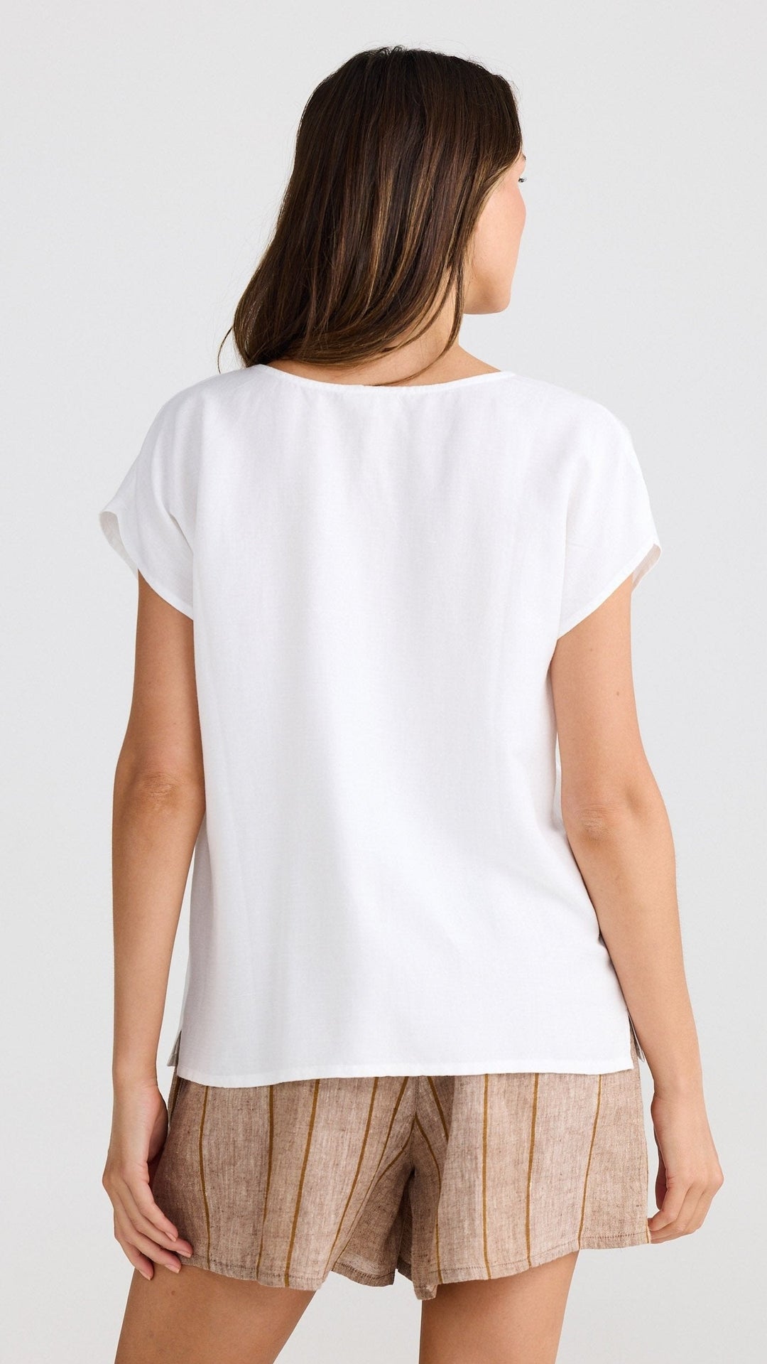 Havana Linen Blend Tee - White