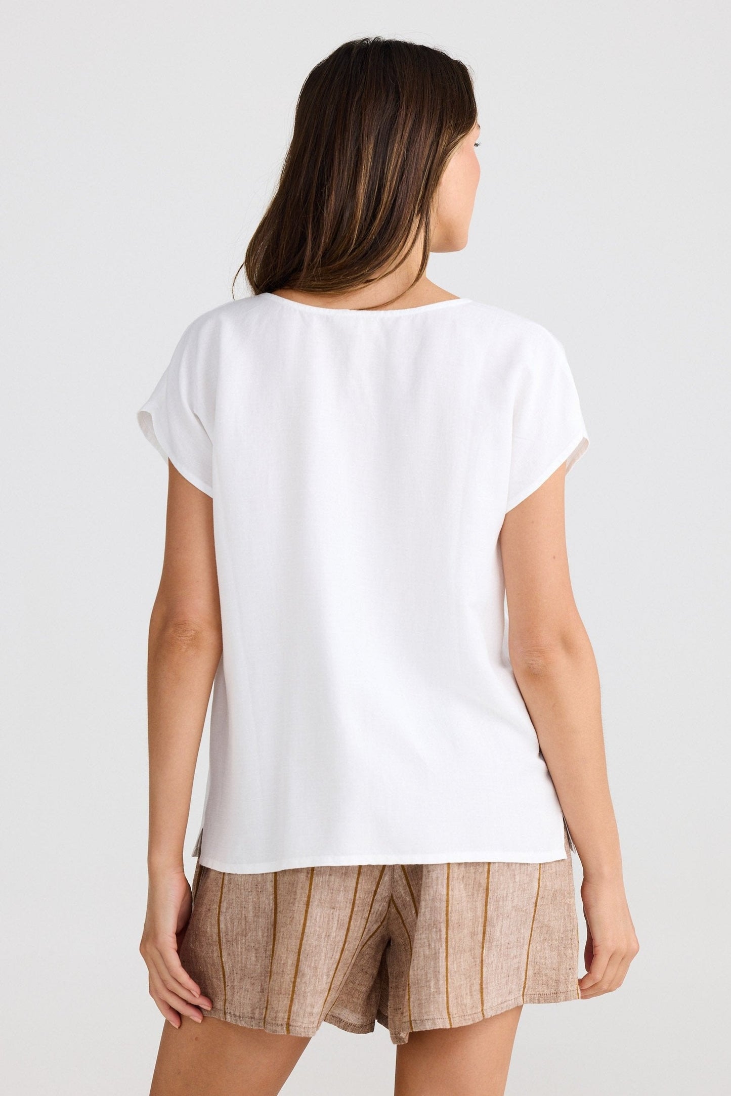 Havana Linen Blend Tee - White