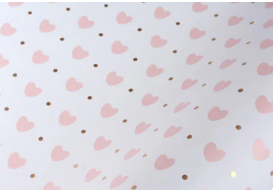 Heartz N Dotz Wrap - Pink/Gold on White