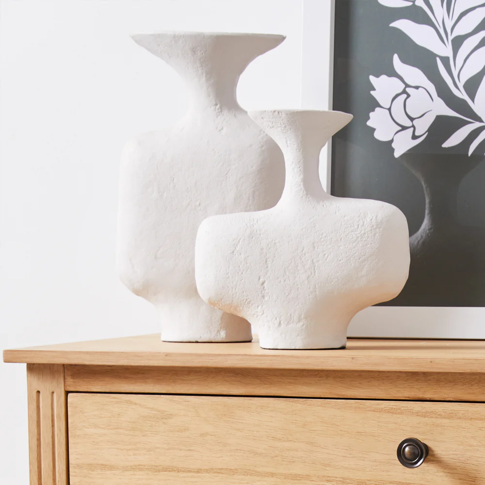 Large Heather Irregular Vase - White