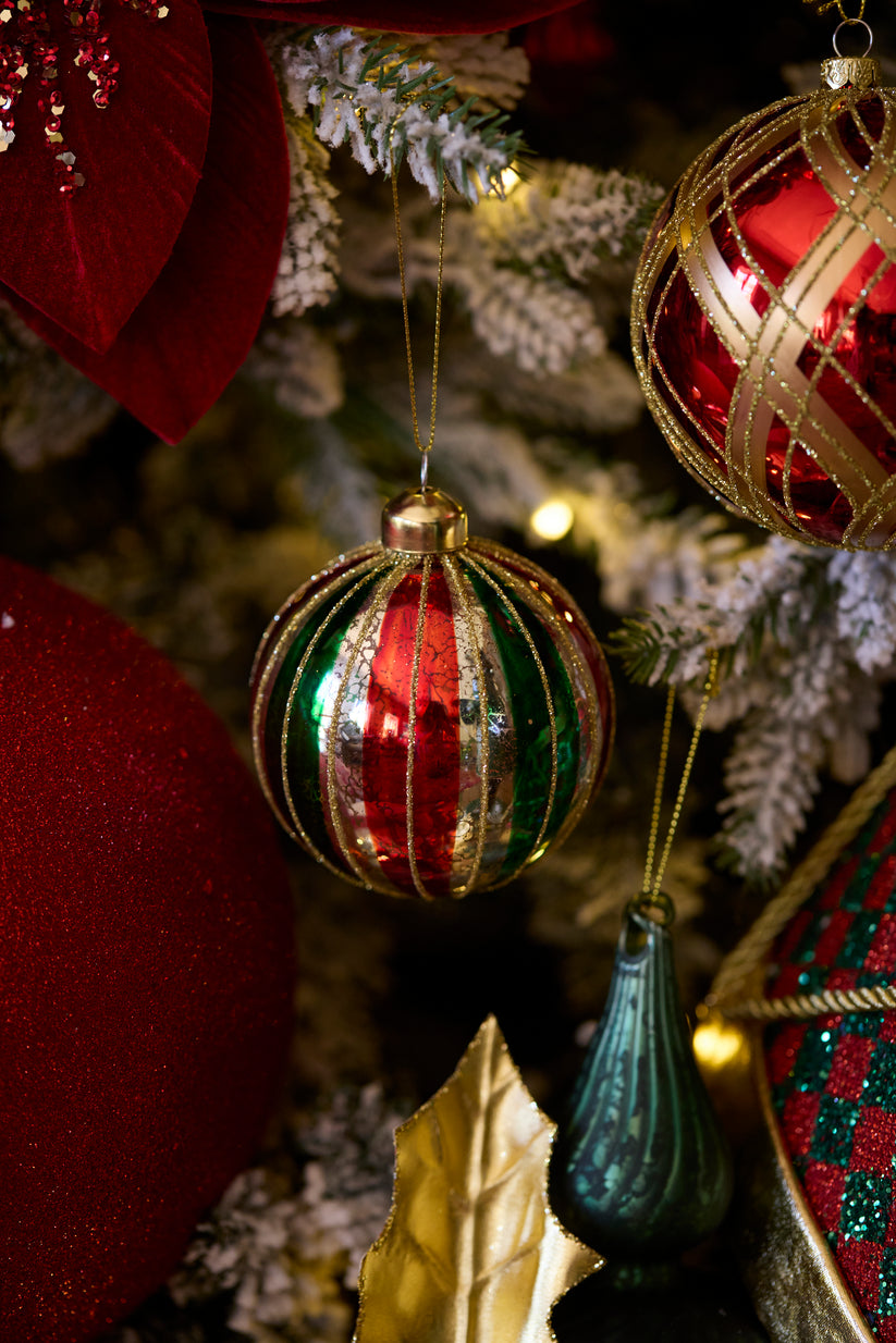 High Shine Bauble - Red &amp; Green