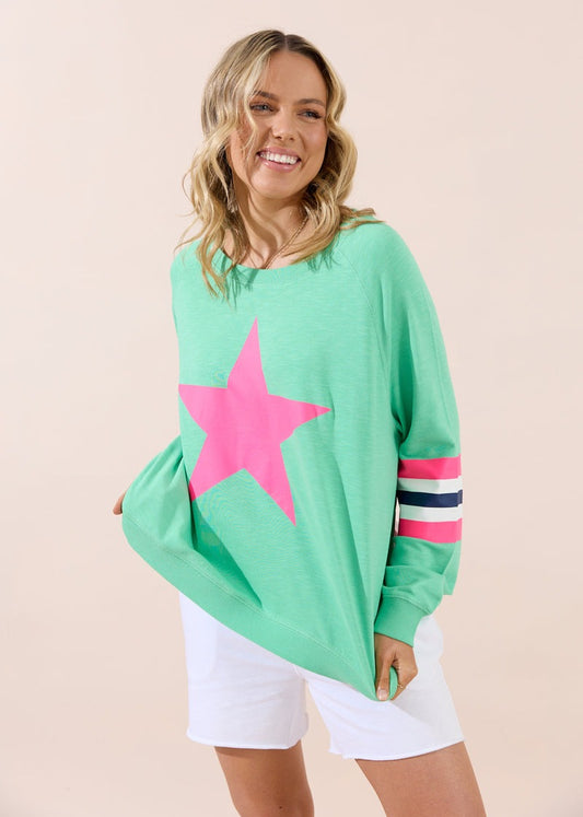 Holiday Sweater - Green/Pink Star