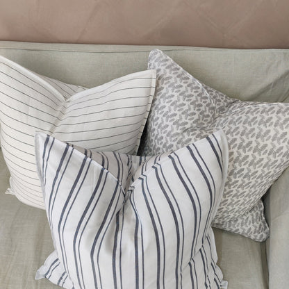 Granville Linen Cotton Cushion - Classic Blue Striped