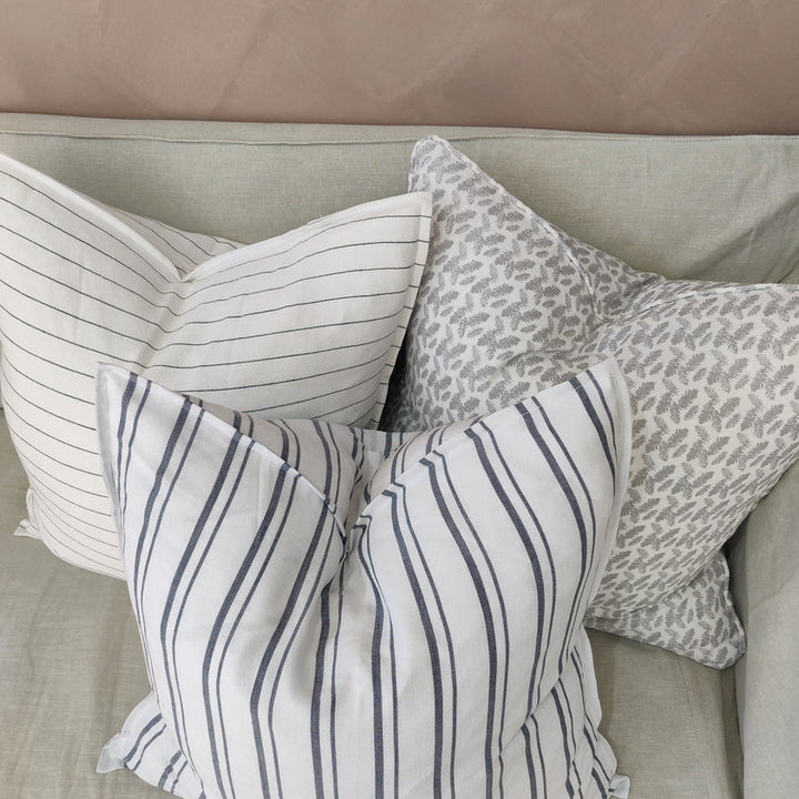 Granville Linen Cotton Cushion - Classic Blue Striped