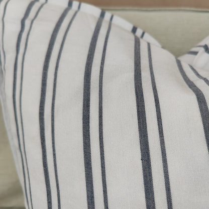 Granville Linen Cotton Cushion - Classic Blue Striped