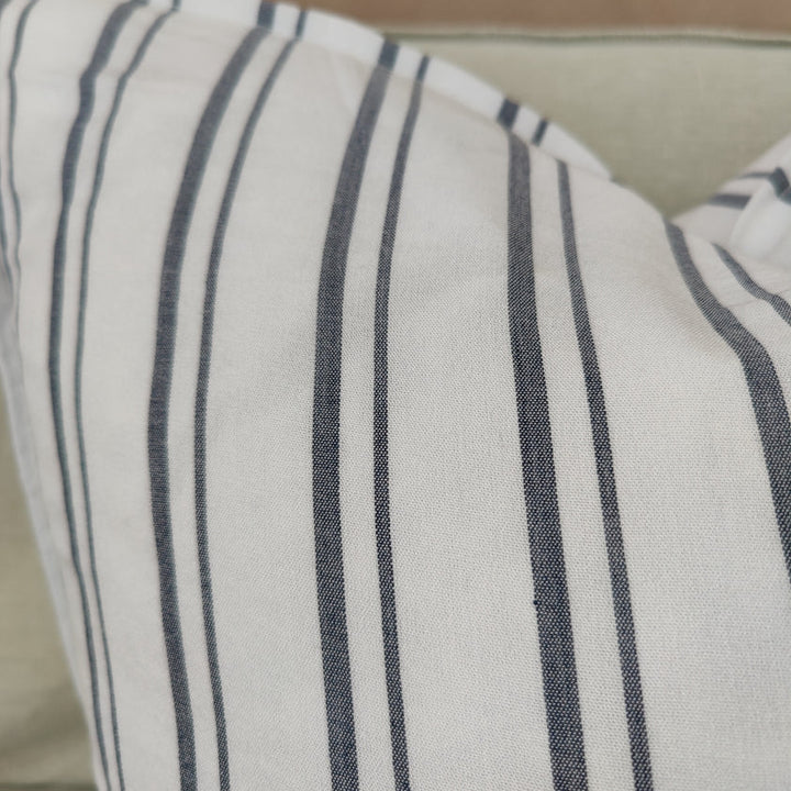 Granville Linen Cotton Cushion - Classic Blue Striped