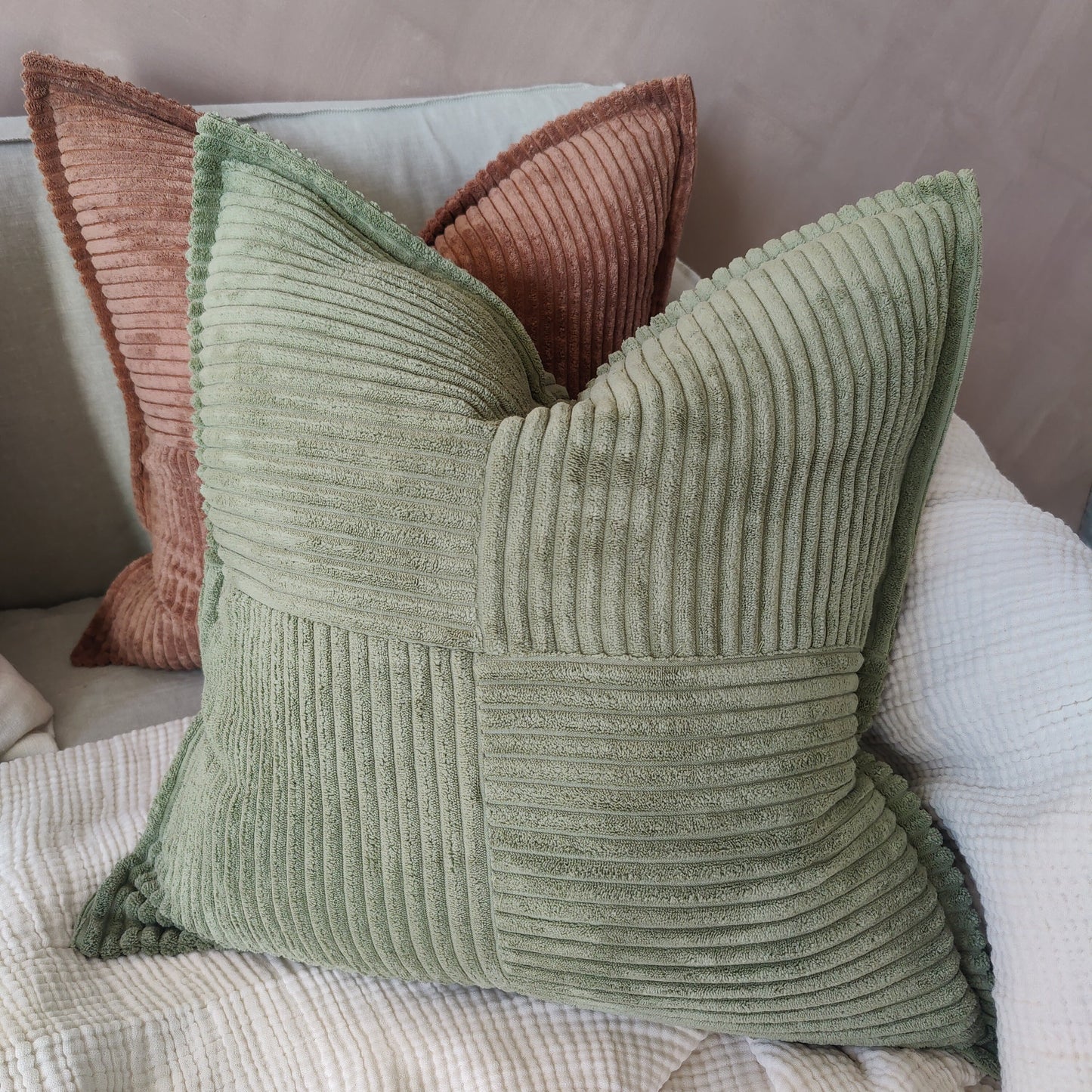Wales Corduroy Cushion - Sage Green