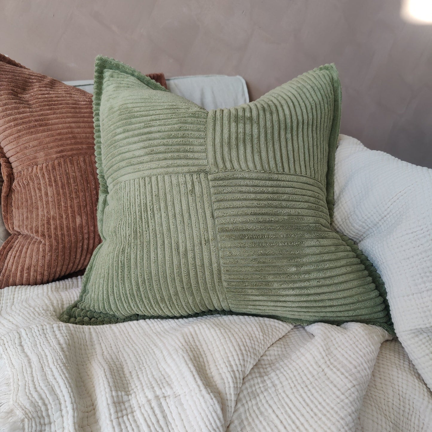Wales Corduroy Cushion - Sage Green