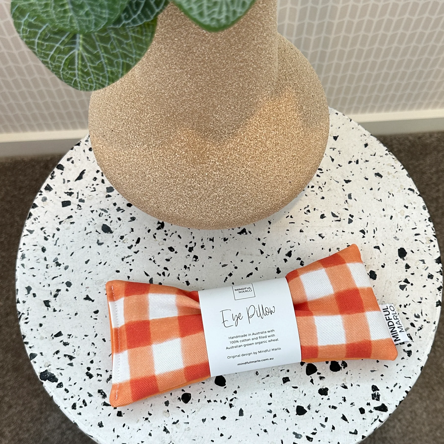 Gingham Eye Pillow - Tangerine