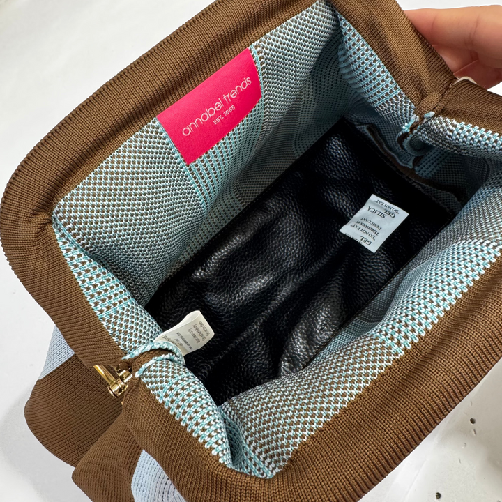 Dumpling Clutch - Sky Blue/Chocolate