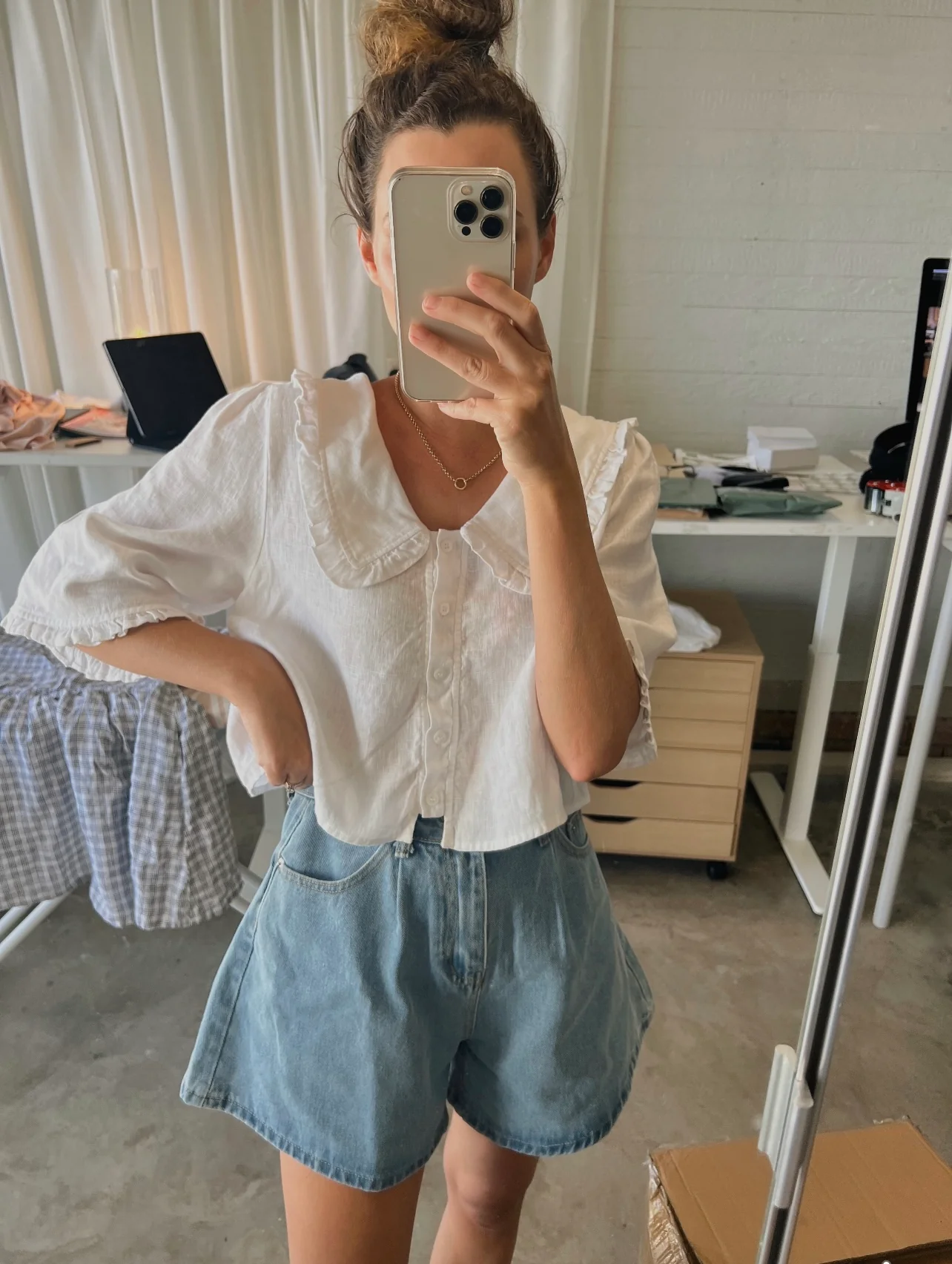 Sylvie Linen Blouse - White