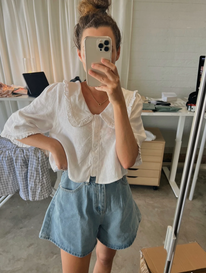 Sylvie Linen Blouse - White