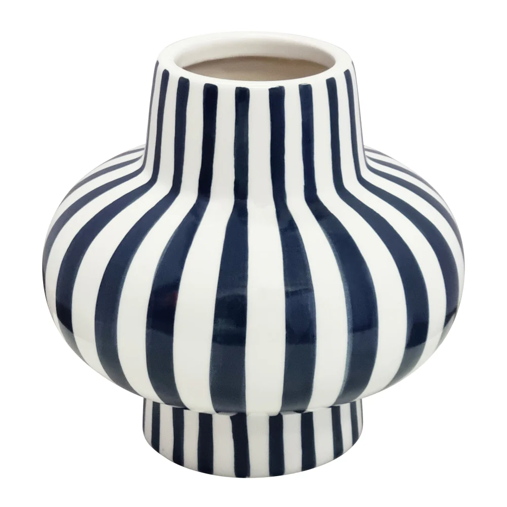 Jaimie Stripe Vase - Navy