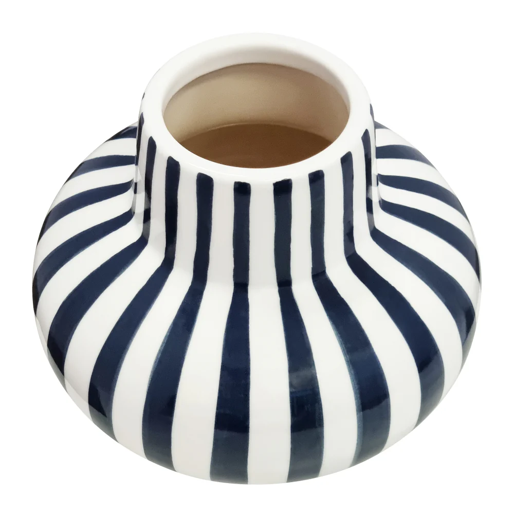 Jaimie Stripe Vase - Navy