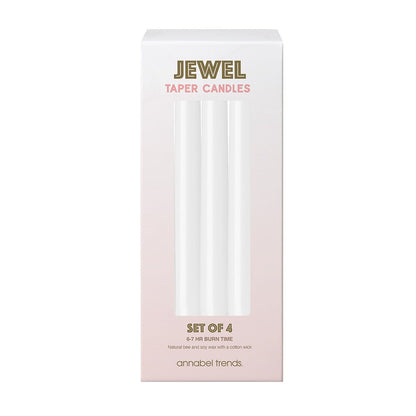 Jewel Taper Candles - White (4 Piece)