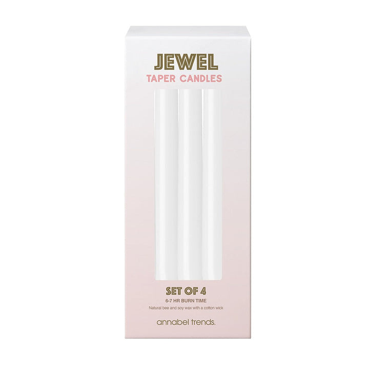 Jewel Taper Candles - White (4 Piece)