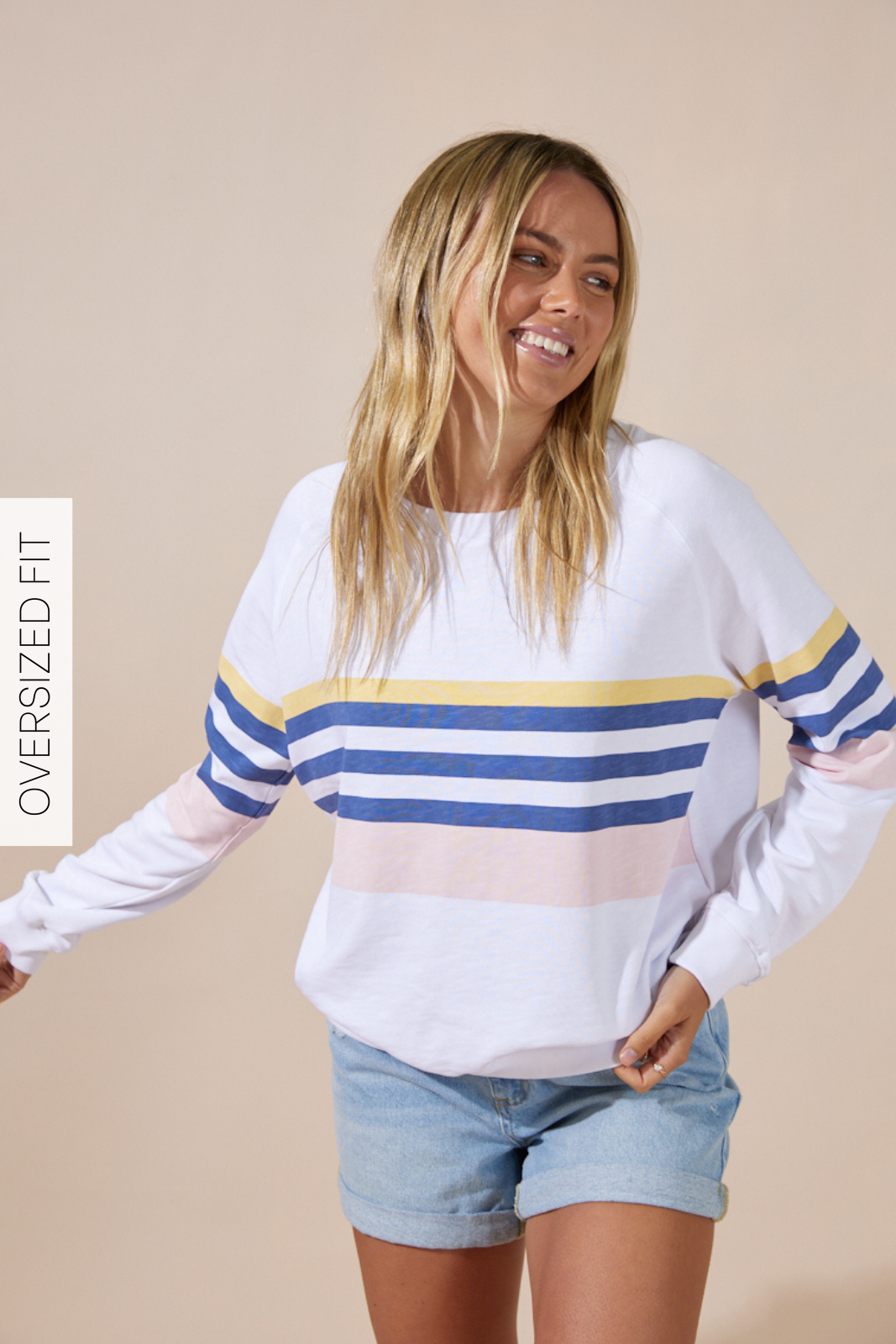 Hamptons Sweater - White/Navy/Pink Stripe