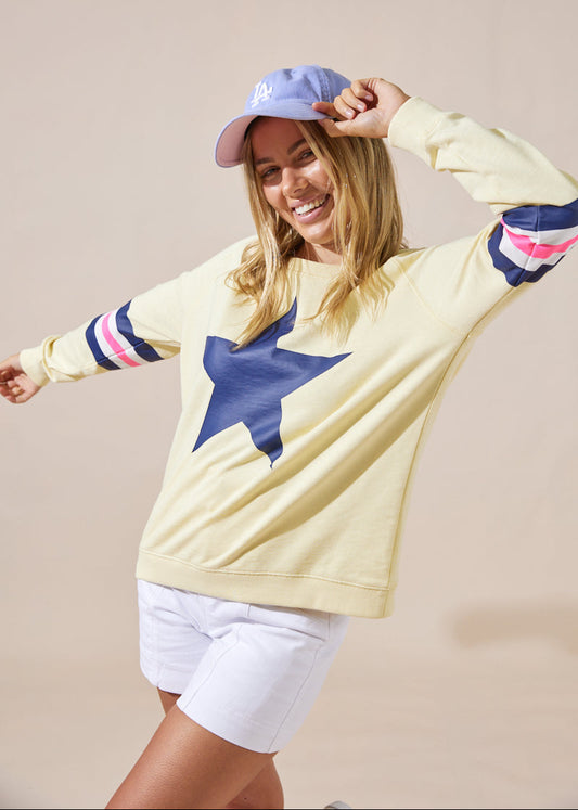 Holiday Sweater - Lemon/Navy Star