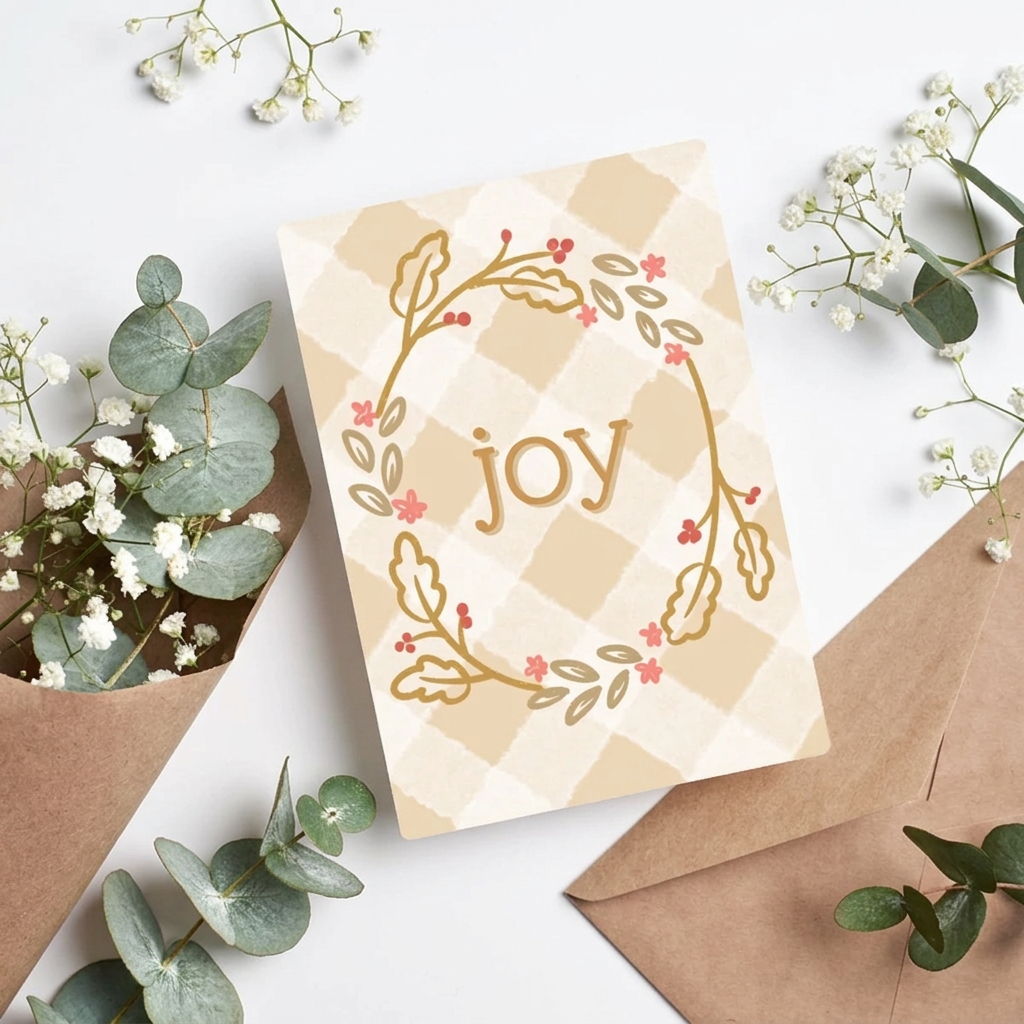 Joy Christmas Checks Card