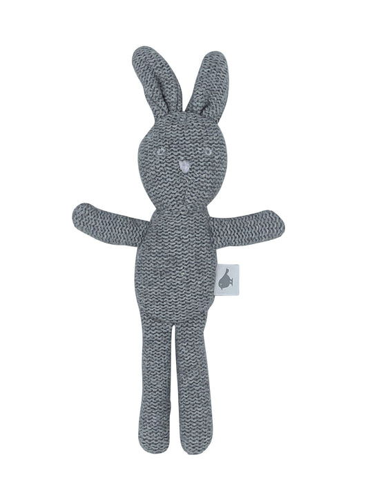 Knitted Bunny Rattle – Grey