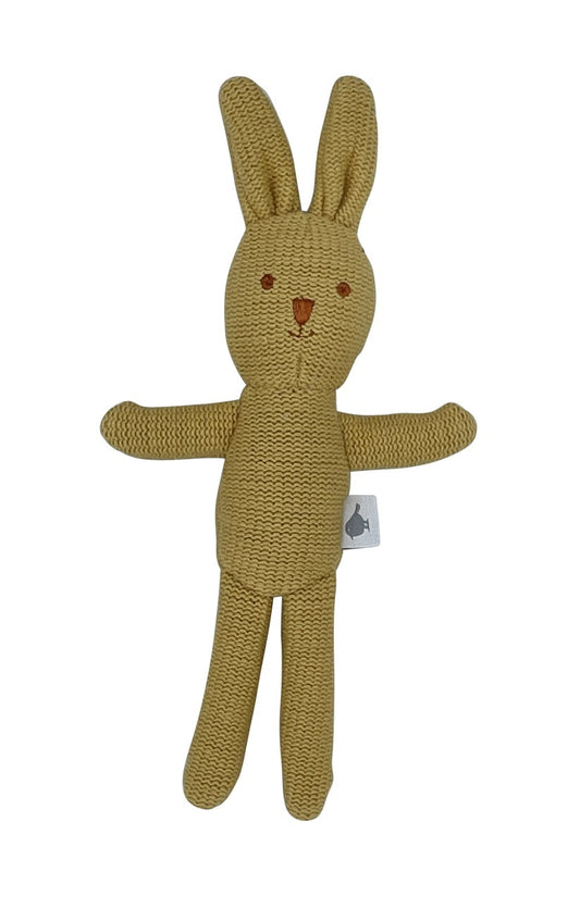 Knitted Bunny Rattle – Mustard