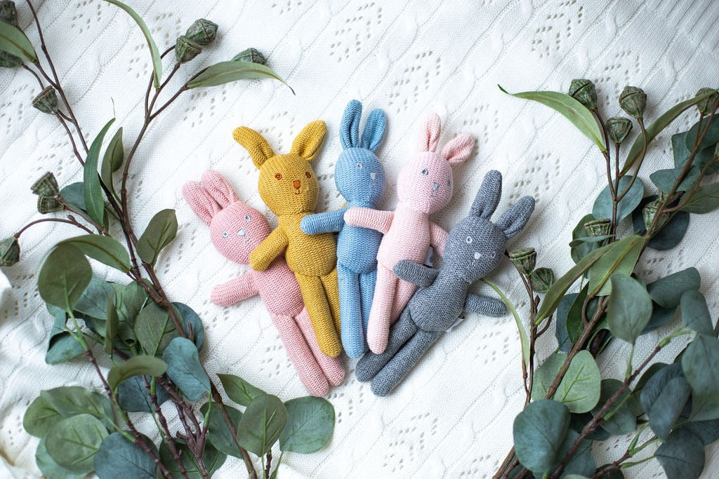 Knitted Bunny Rattle – Pink