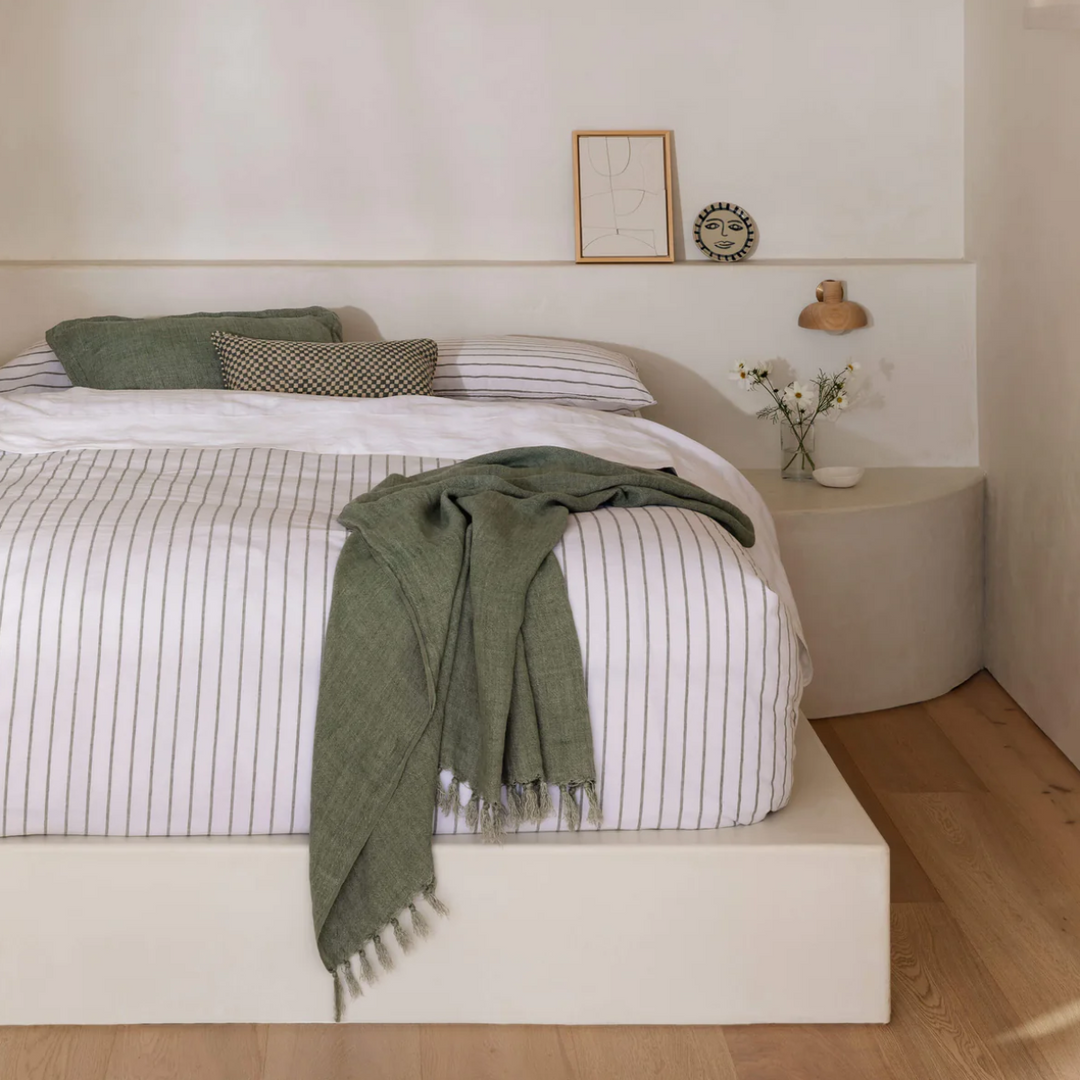 Loft Linen &amp; Cotton Duvet Cover Set (Double) - Sage