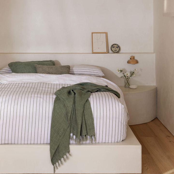 Loft Linen &amp; Cotton Duvet Cover Set (King) - Sage